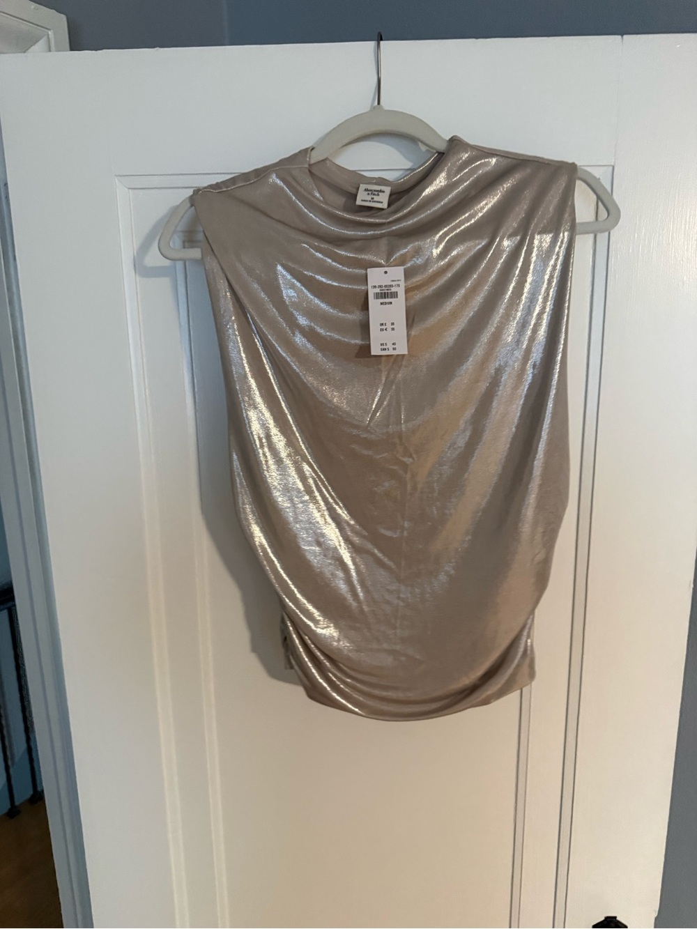 Sleeveless Metallic Tank Top in Champagne